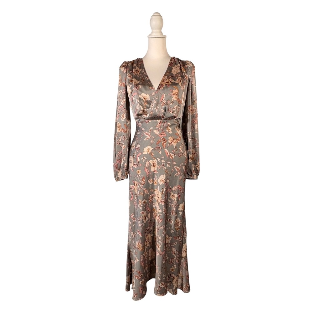 ASTR The Label Floral Maxi Dress Women's S Long Sleeve V-Neck Cottage‎ Chic